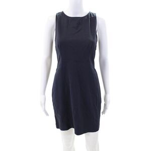 Altuzarra Womens Crew Neck Zip Back Sleeveless Shift Dress Navy Blue Size 40
